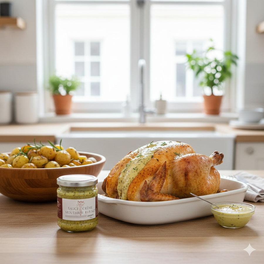 Poulet rôti à la moutarde à l’estragon